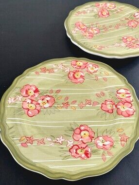Vintage Pier 1 Imports Audrey Floral Salad Plates - Set of 2 Hand Painted